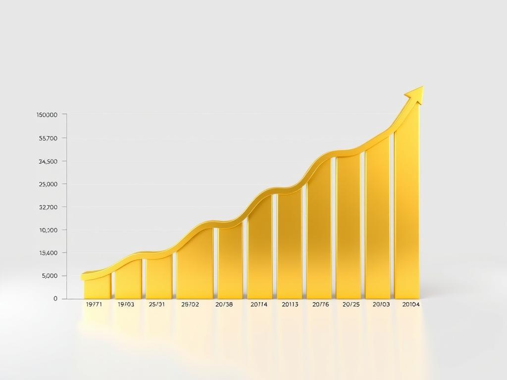 Gráfico mostrando a valorização do ouro ao longo dos anos Gráfico mostrando a valorização do ouro ao longo dos anos