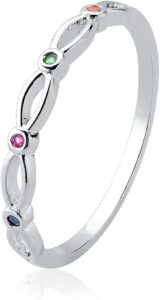 Soft joias web store Anel Feminino Prata 925 Original Legítima Minimalista Zircônias Coloridas SoftJoias - anel prata 925