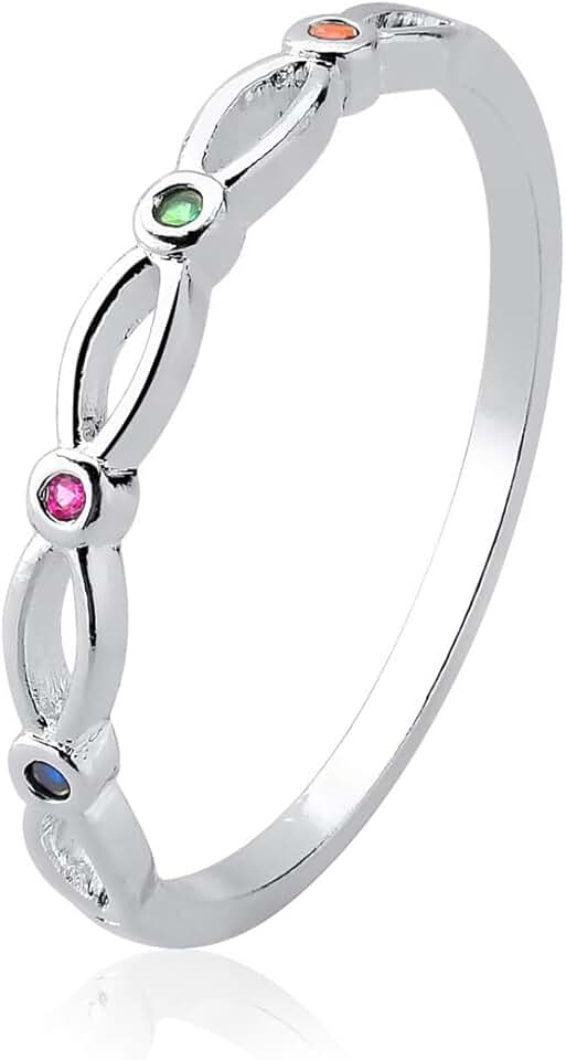 Soft joias web store Anel Feminino Prata 925 Original Legítima Minimalista Zircônias Coloridas SoftJoias - anel prata 925